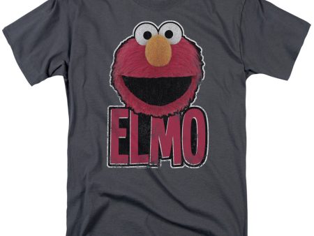 SESAME STREET : ELMO SMILE S\S ADULT 100% COTTON 18\1 T-SHIRT Charcoal 3X Online Hot Sale