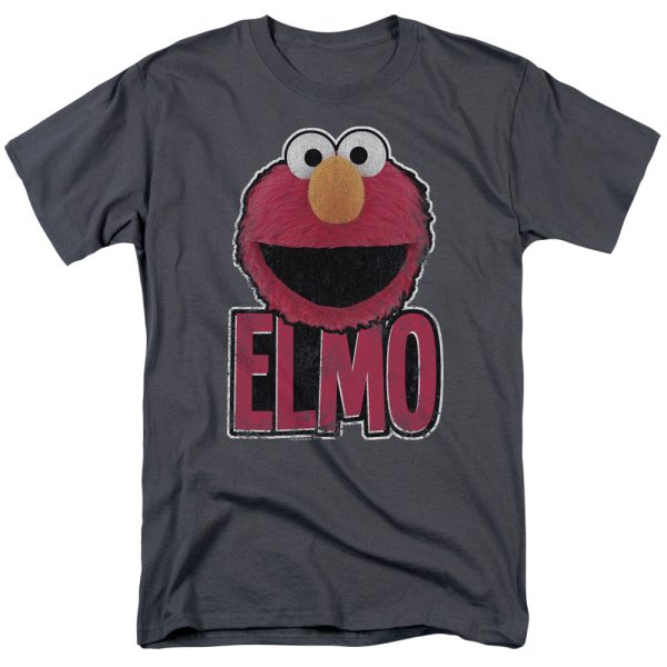 SESAME STREET : ELMO SMILE S\S ADULT 100% COTTON 18\1 T-SHIRT Charcoal 3X Online Hot Sale