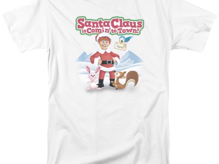 SANTA CLAUS IS COMIN TO TOWN : ANIMAL FRIENDS S\S ADULT 100% COTTON 18\1 T-SHIRT White XL For Discount