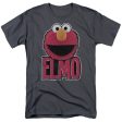 SESAME STREET : ELMO SMILE S\S ADULT 100% COTTON 18\1 T-SHIRT Charcoal SM For Sale