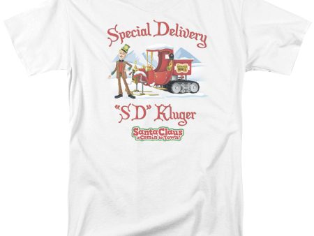 SANTA CLAUS IS COMIN TO TOWN : KLUGER S\S ADULT 100% COTTON 18\1 T-SHIRT White SM For Cheap