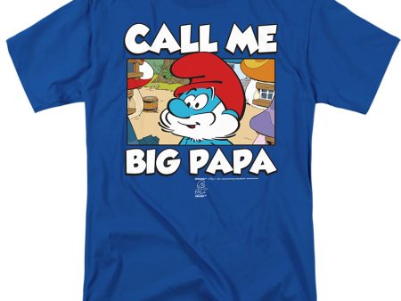 SMURFS : CALL ME BIG PAPA S\S ADULT 100% COTTON 18\1 T-SHIRT Royal Blue 5X For Cheap