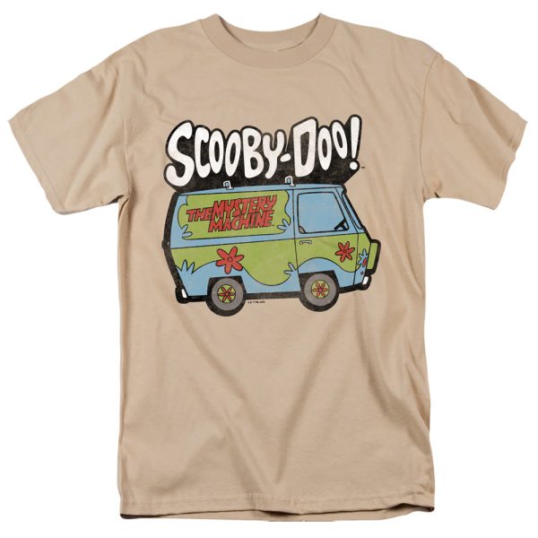 SCOOBY DOO : MYSTERY MACHINE 2 S\S ADULT 100% COTTON 18\1 T-SHIRT Sand LG Fashion