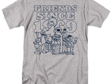 SESAME STREET : FRIENDS SINCE S\S ADULT 100% COTTON 18\1 T-SHIRT Athletic Heather 2X Hot on Sale