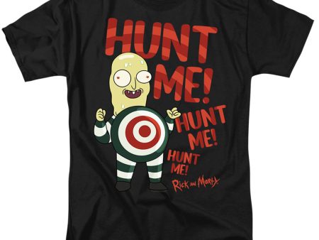 RICK AND MORTY : HUNT ME S\S ADULT 100% COTTON 18\1 T-SHIRT Black 2X Online Hot Sale