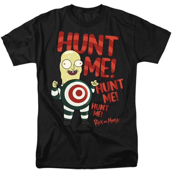 RICK AND MORTY : HUNT ME S\S ADULT 100% COTTON 18\1 T-SHIRT Black 2X Online Hot Sale